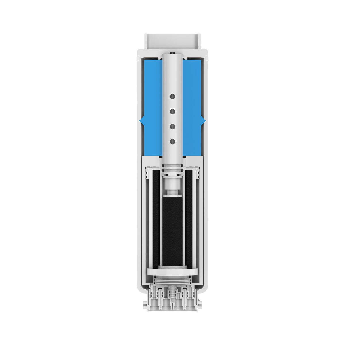 Vue en coupe du filtre X-Water Family et de ses couches de filtration